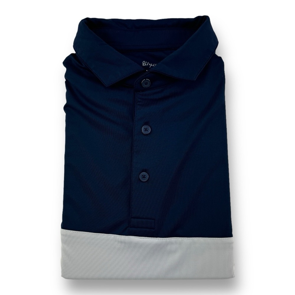 Mizzen + Main Phil Mickelson Blue and White Colorblock Golf Polo XL Short Sleeve